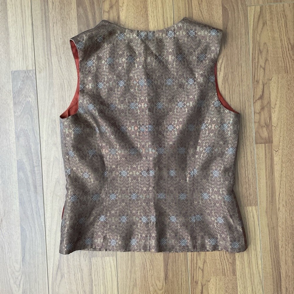 Ann Taylor Brown Patterned Vest - image 2